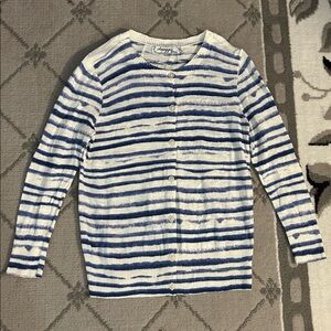 Arpeggio Women's Striped Blue and White Cardigan